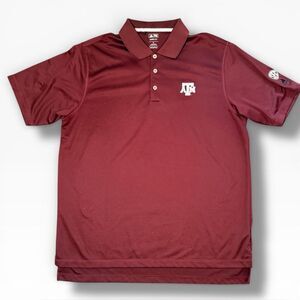 Adidas Texas A&M Mens Climalite Polo Maroon Sz XL Embroidered logos Golf Fangear